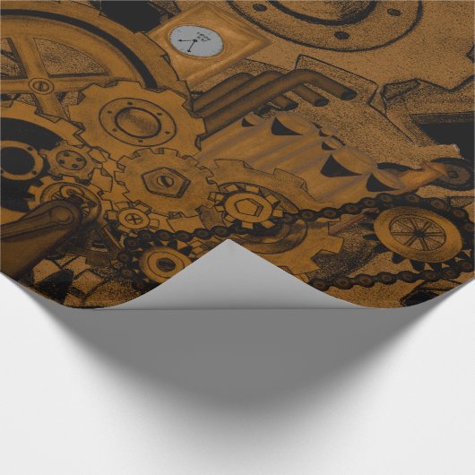 Steampunkmachines (koper) cadeaupapier (Hoek)