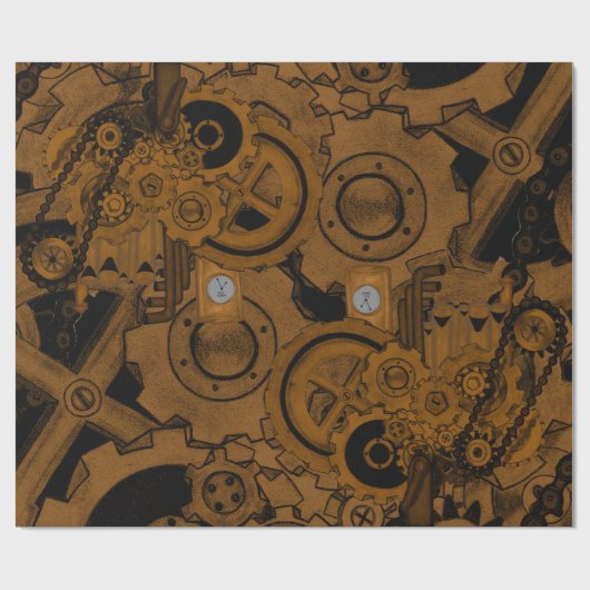 Steampunkmachines (koper) cadeaupapier (Vlak)