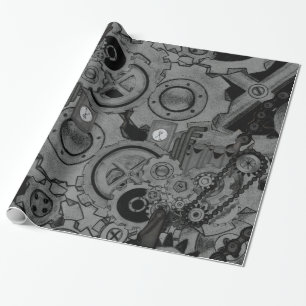 Steampunkmachines (monochrome) cadeaupapier