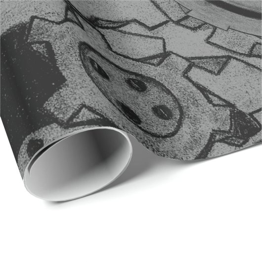 Steampunkmachines (monochrome) cadeaupapier (Rol Hoek)