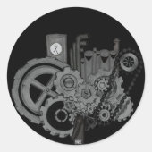 Steampunkmachines (monochrome) ronde sticker (Voorkant)