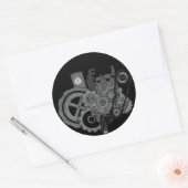 Steampunkmachines (monochrome) ronde sticker (Envelop)
