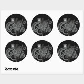 Steampunkmachines (monochrome) ronde sticker (Vel)