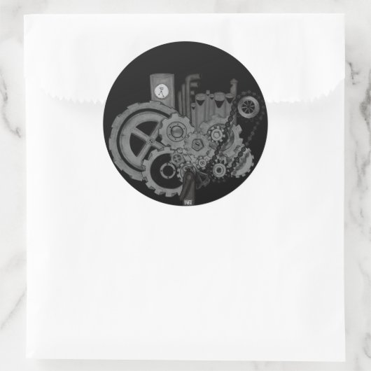 Steampunkmachines (monochrome) ronde sticker (Tas)