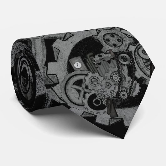 Steampunkmachines (monochrome) stropdas (Opgerold)