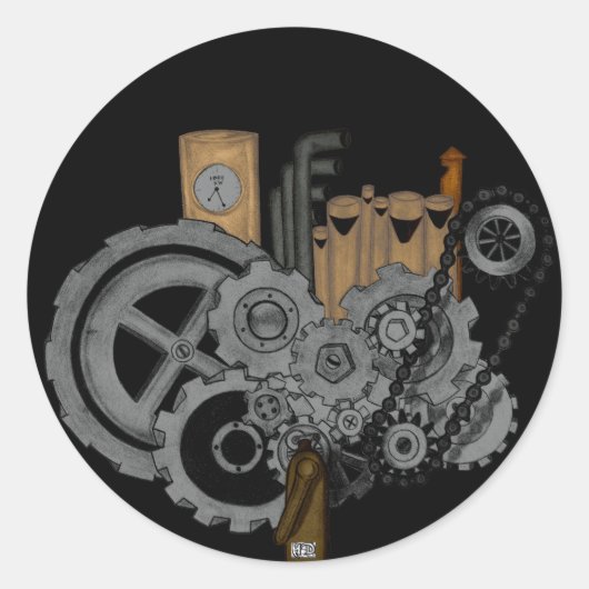 Steampunkmachines Ronde Sticker (Voorkant)