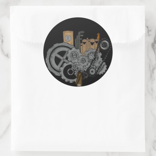 Steampunkmachines Ronde Sticker (Tas)