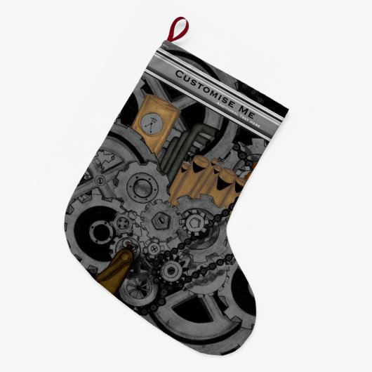 Steampunkmachines (volledige kleur) grote kerstsok (Voorkant (Hangend))