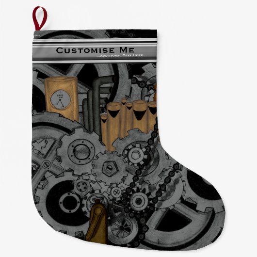 Steampunkmachines (volledige kleur) grote kerstsok (Voorkant)