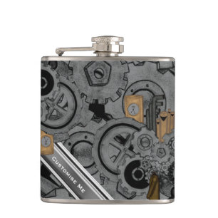 Steampunkmachines (volledige kleur) heupfles