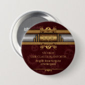 Steampunkmessen en marinekleurig ronde button 7,6 cm (Voorkant /achterkant)