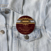 Steampunkmessen en marinekleurig ronde button 7,6 cm (In situ)