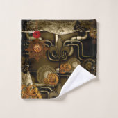 Steampunkontwerp met klokken en versnellingen bad handdoek (Wasdoekje)