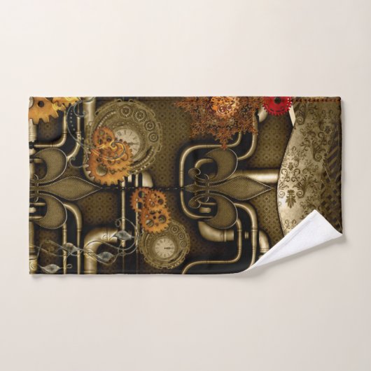 Steampunkontwerp met klokken en versnellingen bad handdoek (Handdoek)