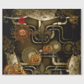 Steampunkontwerp met klokken en versnellingen cadeaupapier (Vlak)