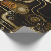 Steampunkontwerp met klokken en versnellingen cadeaupapier (Hoek)