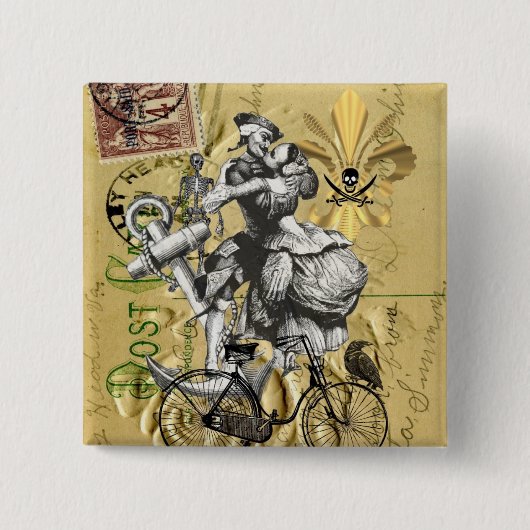  steampunkpiraat vierkante button 5,1 cm (Voorkant)