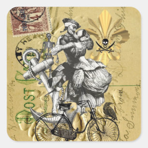  steampunkpiraat vierkante sticker