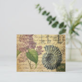 steampunksleutels frans botanisch paars lila briefkaart (Staand voorkant)