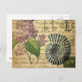 steampunksleutels frans botanisch paars lila briefkaart (Voorkant / Achterkant)