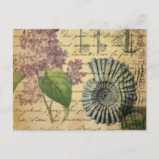 steampunksleutels frans botanisch paars lila briefkaart