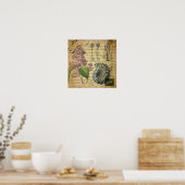 steampunksleutels frans botanisch paars lila poster (Keuken)