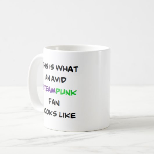 steampunkventilator, felle mok van koffie (Voorkant links)