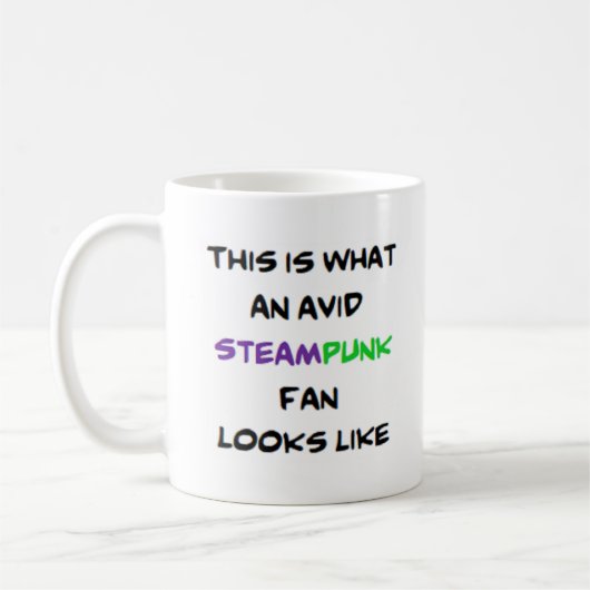 steampunkventilator, felle mok van koffie (Links)
