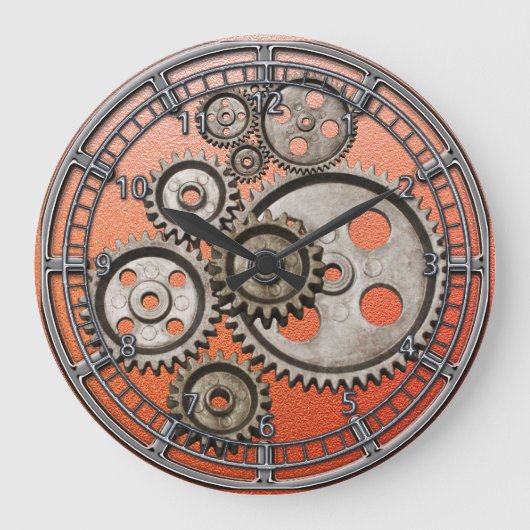 steampunkversnellingen tandwielmotor machineklok grote klok (Voorkant)