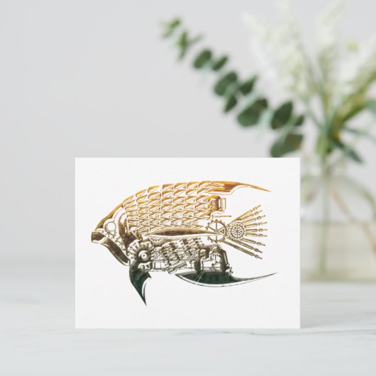 Steampunkvis briefkaarten (Staand voorkant)