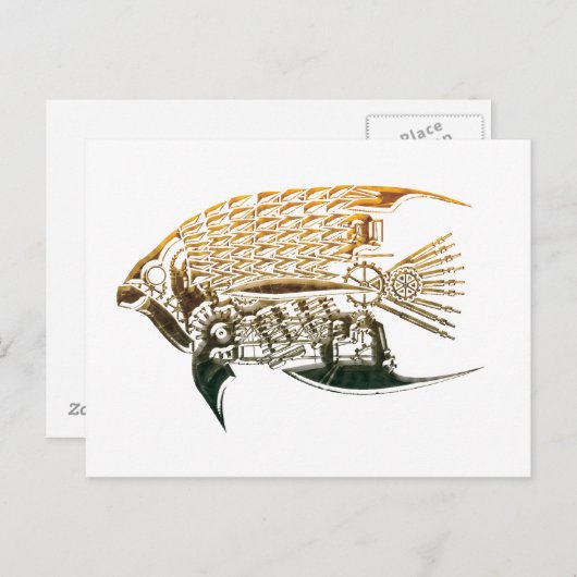 Steampunkvis briefkaarten (Voorkant / Achterkant)