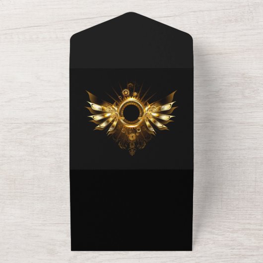 Steampunkvleugels All In One Uitnodiging (Buitenkant)