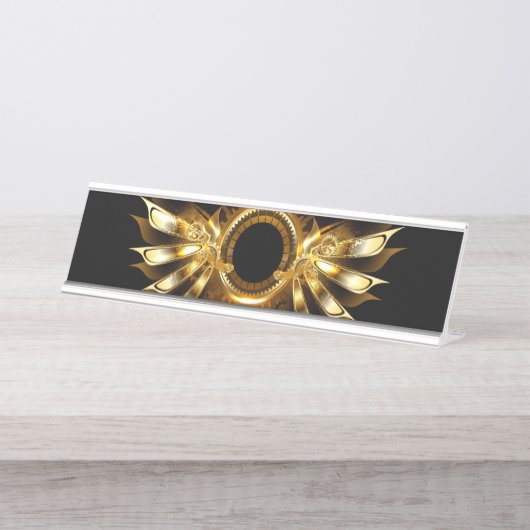 Steampunkvleugels Bureau Naambordje (Voorkant)