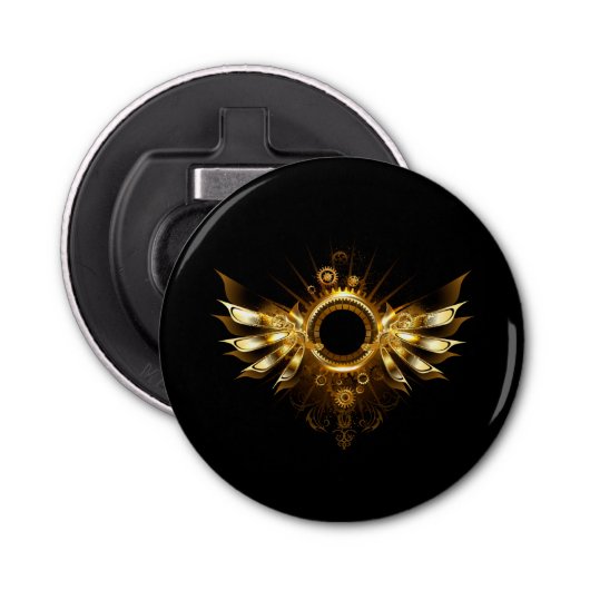 Steampunkvleugels Button Flesopener (Voorkant)