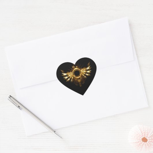 Steampunkvleugels Hart Sticker (Envelop)