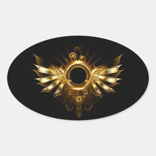 Steampunkvleugels Ovale Sticker (Voorkant)