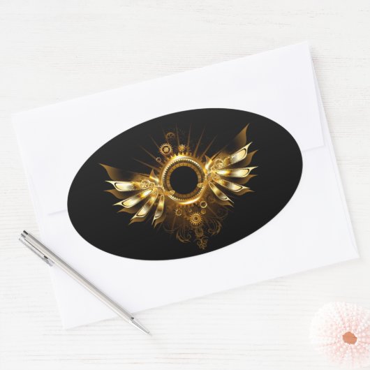 Steampunkvleugels Ovale Sticker (Envelop)