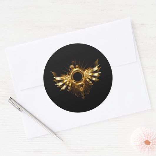 Steampunkvleugels Ronde Sticker (Envelop)