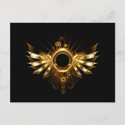 Steampunkvleugels Uitnodiging Briefkaart (Voorkant)