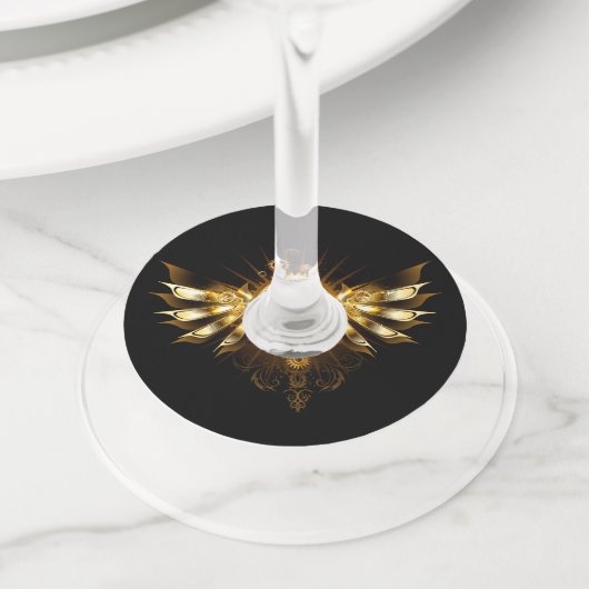 Steampunkvleugels Wijnglaslabel (Dichtbij)