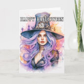 Steampunky Salem Witch | Happy Halloween Kaart (Voorkant)