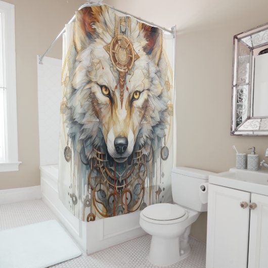 Steamshadow Steampunk Wolf Douchegordijn (In situ)