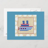 Steamship met Propeller en Blauwe Mokestacks Briefkaart (Voorkant / Achterkant)