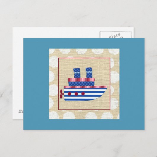 Steamship met Propeller en Blauwe Mokestacks Briefkaart (Voorkant / Achterkant)