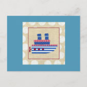 Steamship met Propeller en Blauwe Mokestacks Briefkaart (Voorkant)