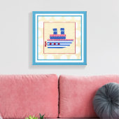 Steamship met Propeller en Blauwe Mokestacks Canvas Afdruk (Insitu (Woonkamer))