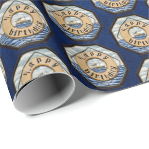 Steamship, met verjaardag van levensring Cadeaupapier