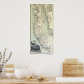 Steamship Routes Adverteren kaart 1891 Poster (Keuken)