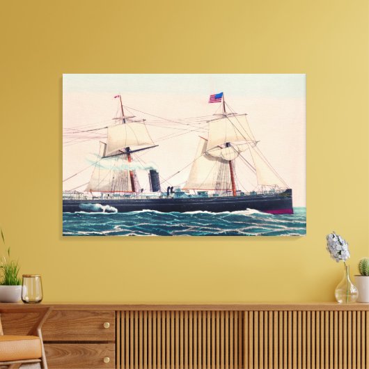 Steamship Victoria of the Anchor Line, 1876 Canvas Afdruk (Insitu (Woonkamer))