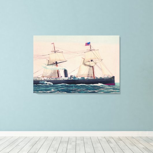 Steamship Victoria of the Anchor Line, 1876 Canvas Afdruk (Insitu (Houten vloer))